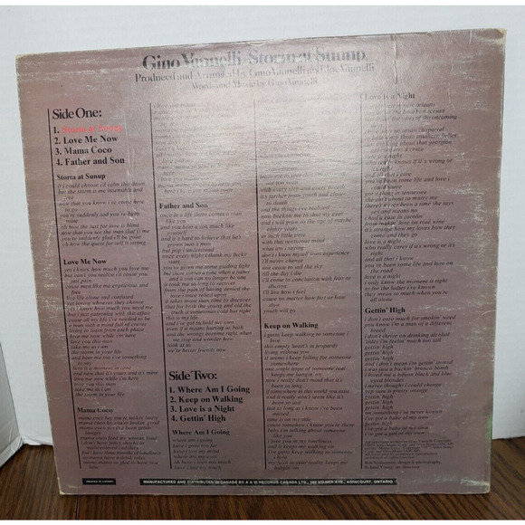 Gino Vannelli Storm at Sunup Vinyl A&M Records SP-4533 - Picture 2 of 8